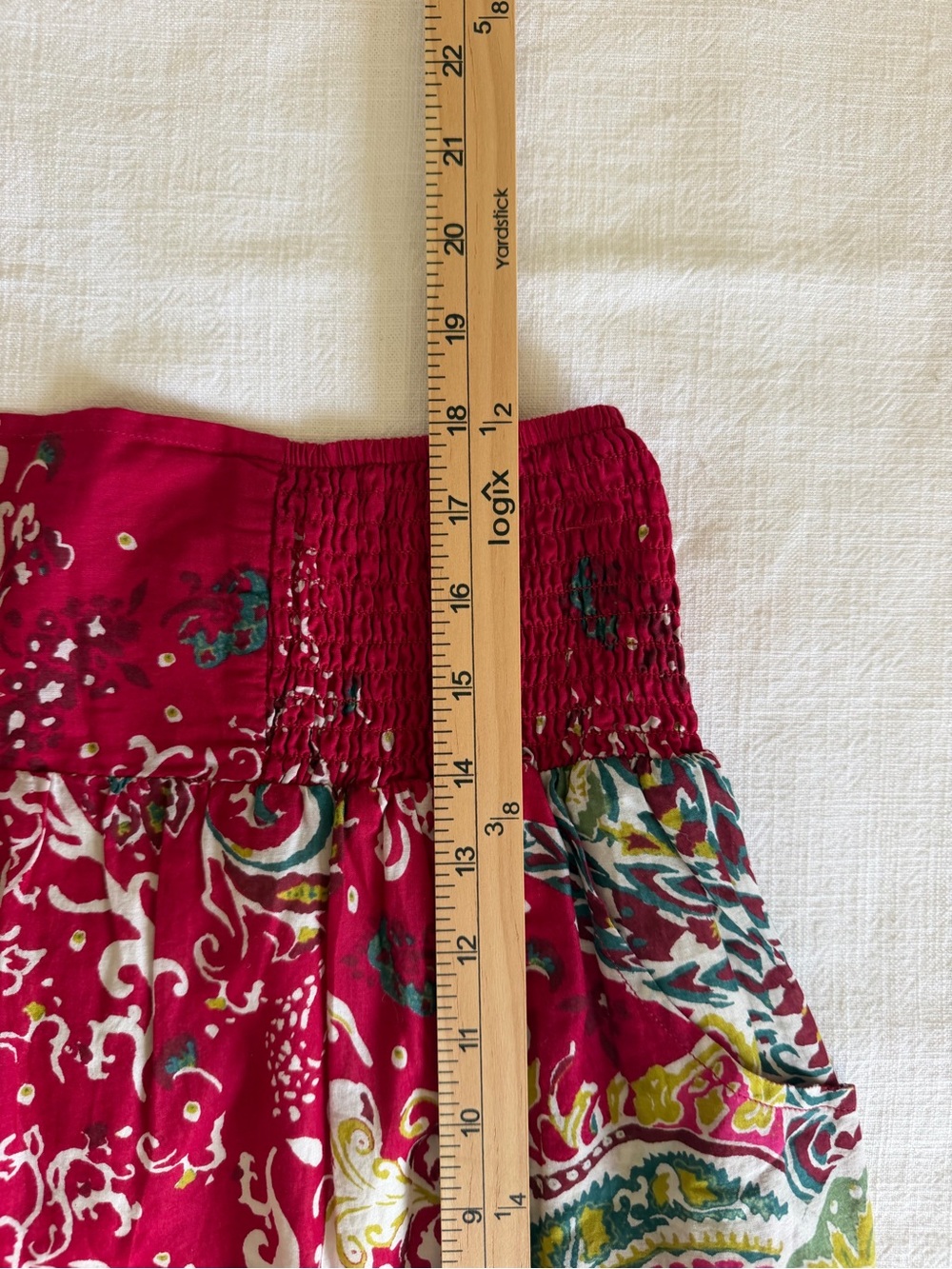 Lucky Brand 100% Cotton Red Smocked Waist Floral Mini Skirt - Picture 10 of 10